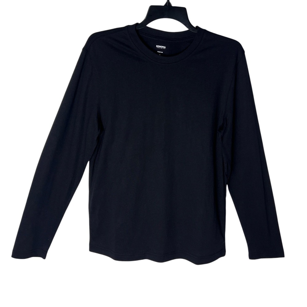 Sonoma Goods For Life Mens Small Black Long Sleeve Pajama Shirt Crewneck NEW